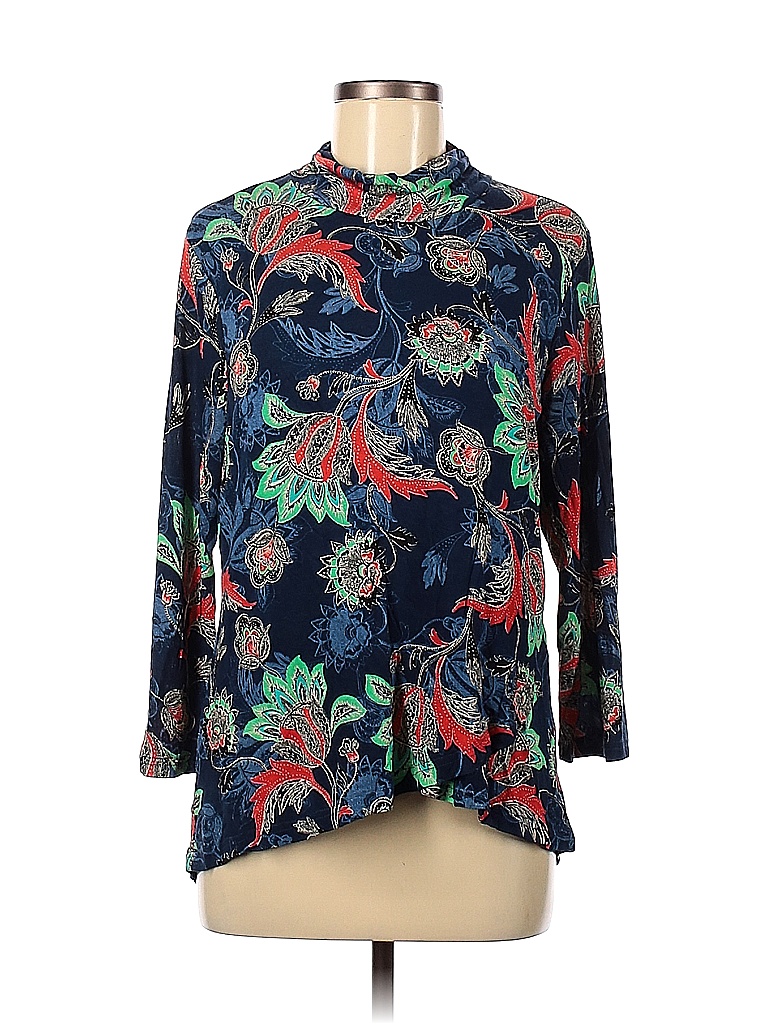 Appleseeds Floral Blue Long Sleeve Turtleneck Size M - 58% off | thredUP