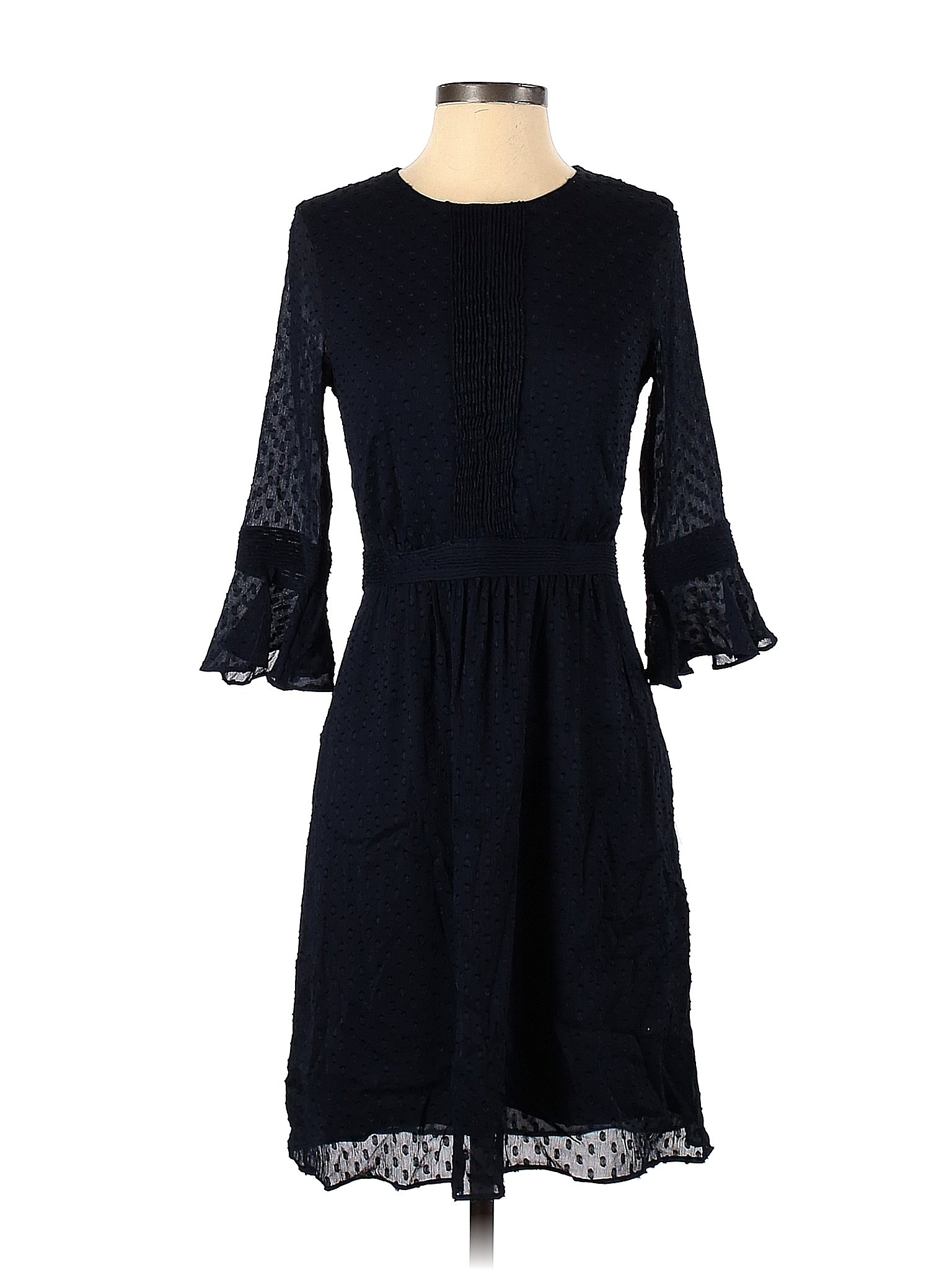 Banana Republic 100 Polyester Solid Black Blue Casual Dress Size 0