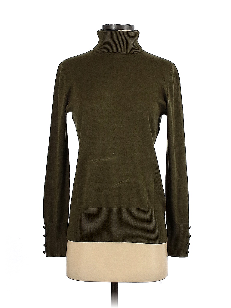 Cable & Gauge Color Block Solid Green Turtleneck Sweater Size S 57 off thredUP