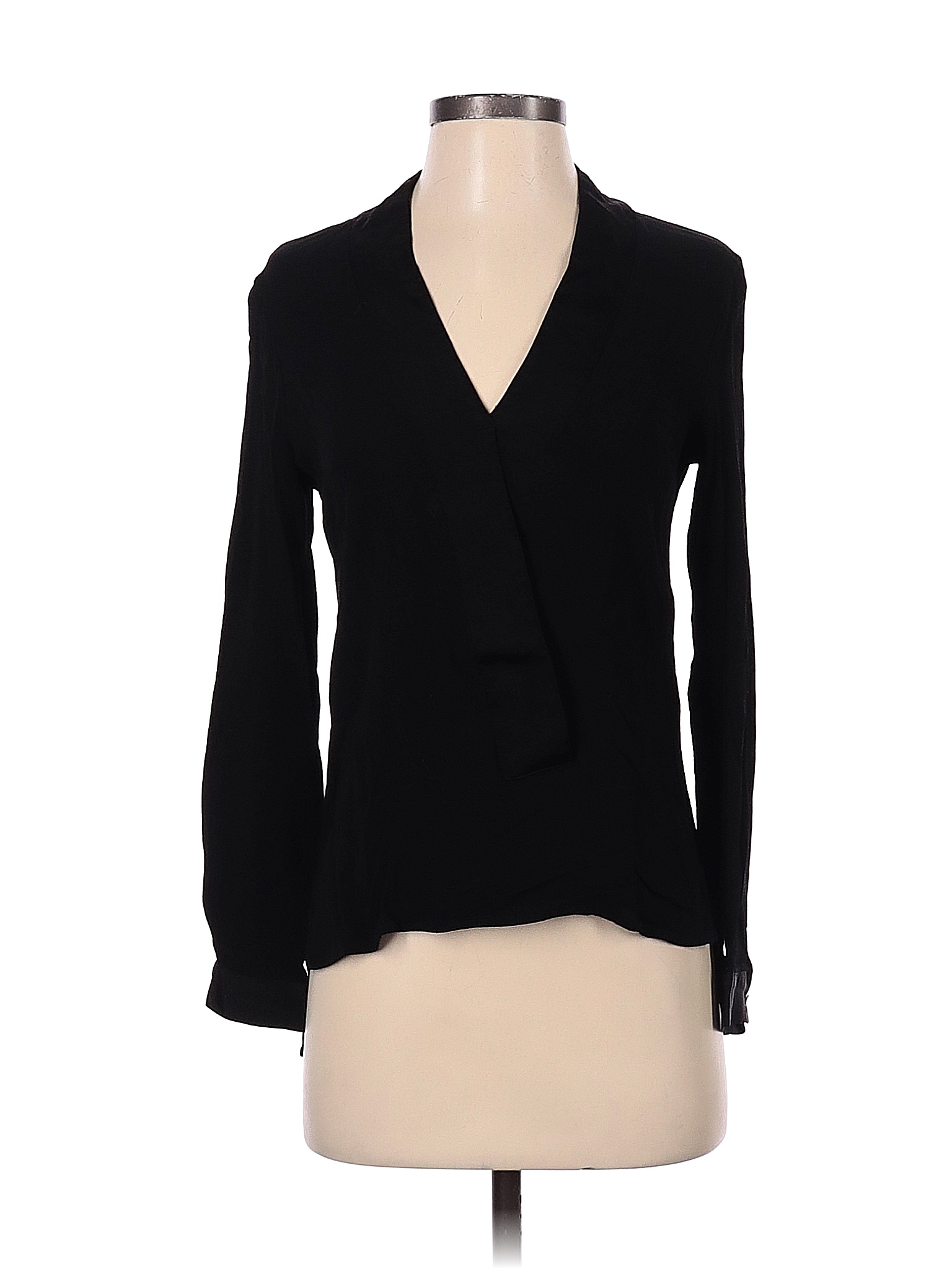 Zara Solid Black Long Sleeve Blouse Size S 75 off thredUP