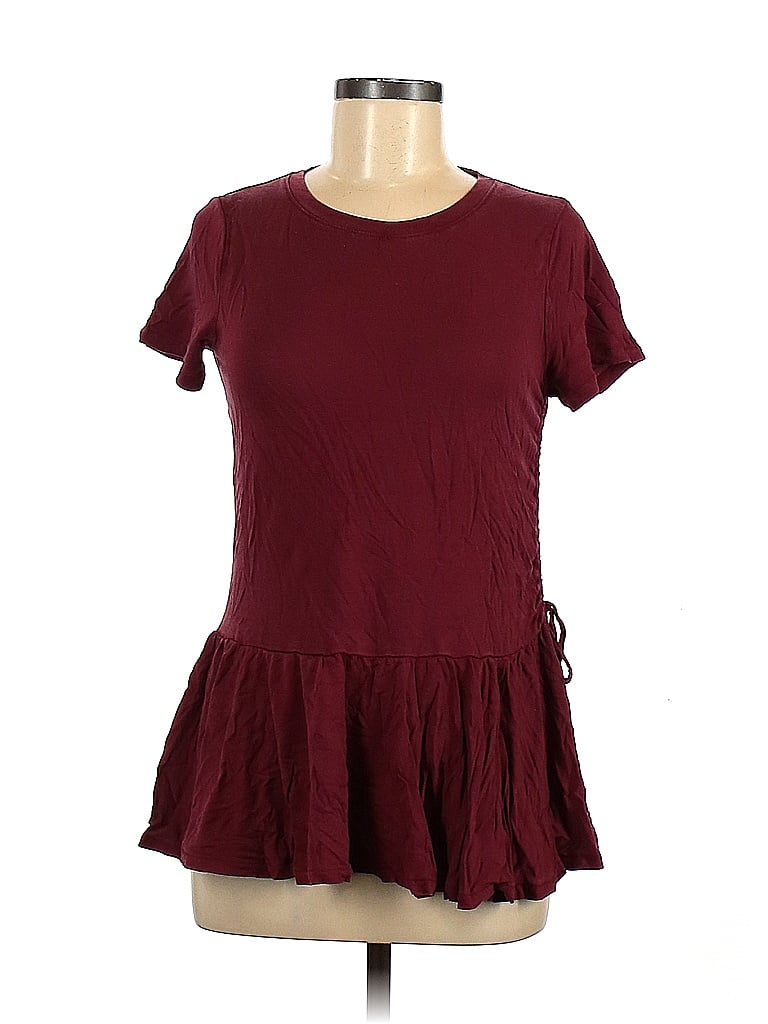 J.Crew 100% Lyocell Burgundy Red Short Sleeve Top Size S - photo 1