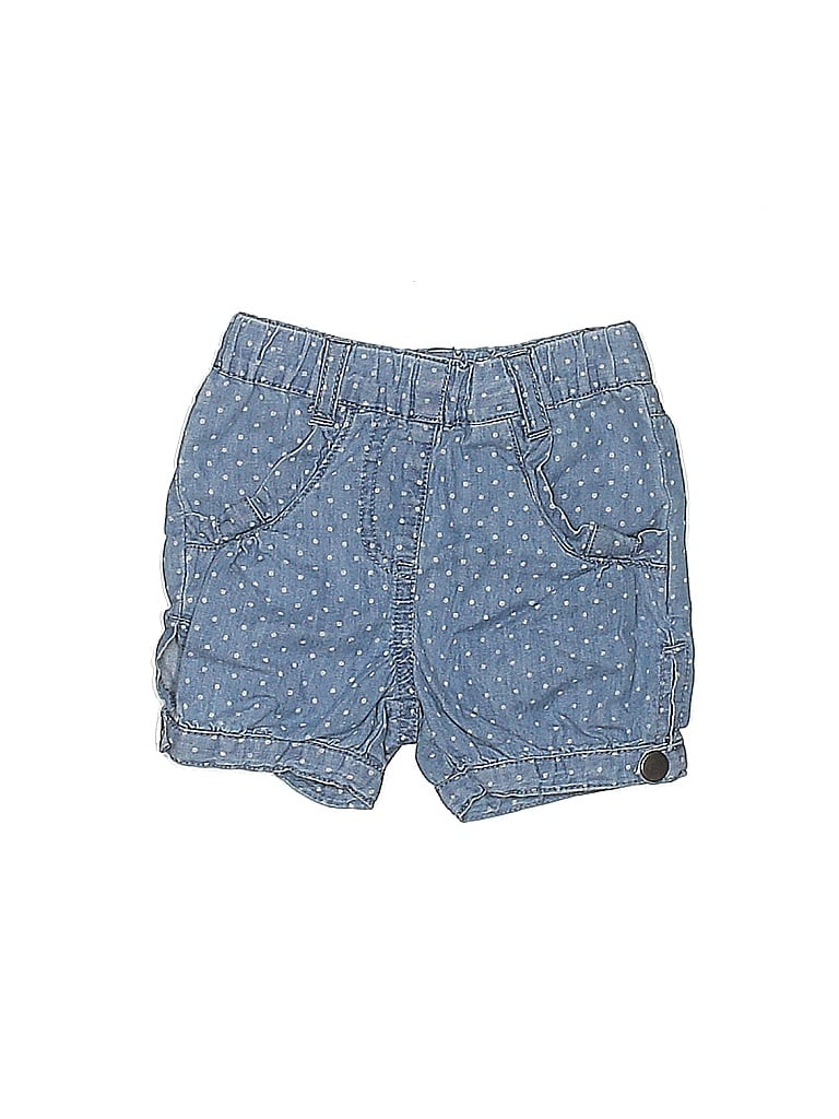 3Pommes 100% Cotton Paisley Polka Dots Blue Denim Shorts 3-6 MO / 6 MO - photo 1