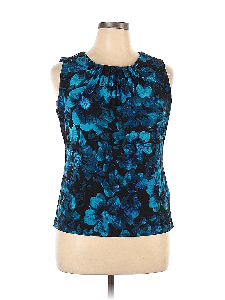 Calvin Klein Floral Blue Sleeveless Top Size XL - 70% off | thredUP