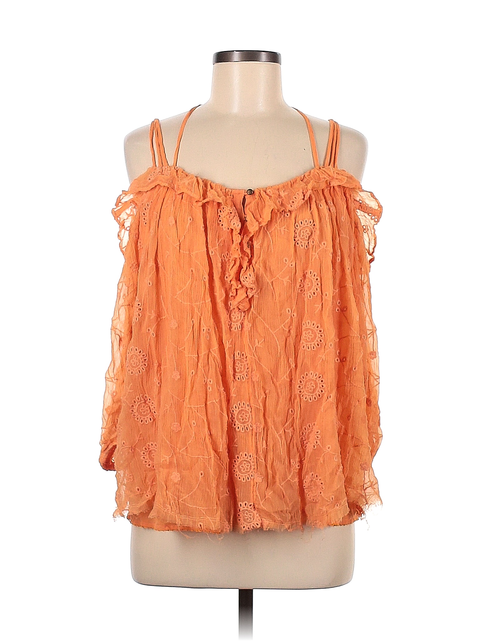 Floreat 100 Lyocell Colored Orange Short Sleeve Blouse Size M 76