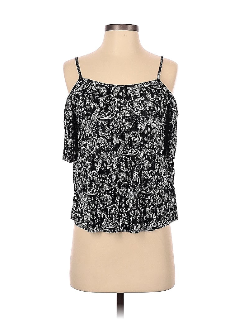 Pre-owned Express Short Sleeve Blouse In Black