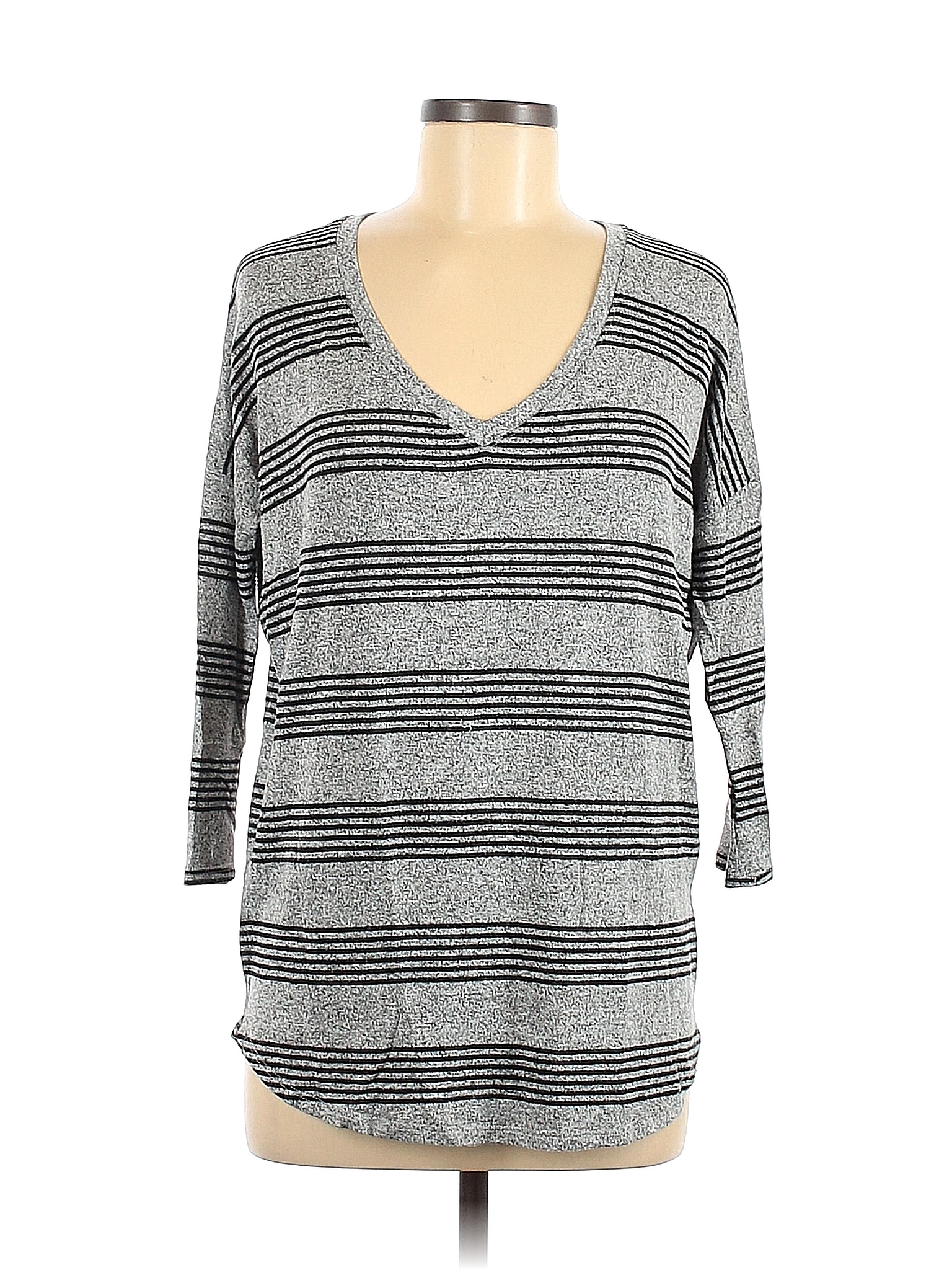 Market and Spruce Stripes Gray Long Sleeve Top Size M - 85% off | ThredUp