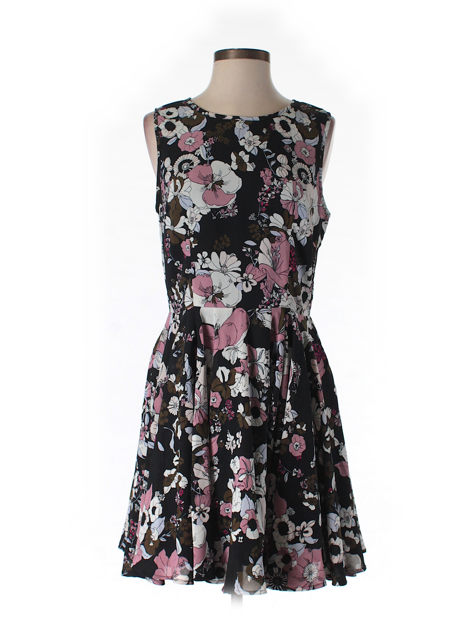Maison Jules 100% Polyester Print Black Casual Dress Size M - 65% off ...