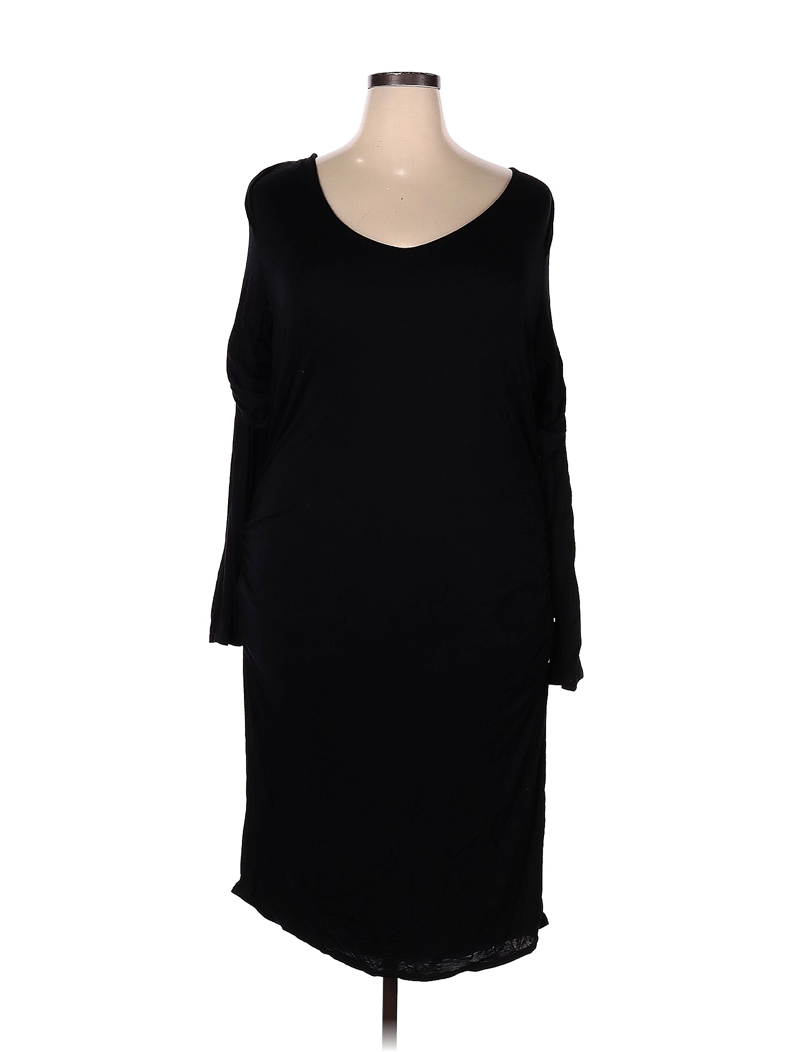 Ashley Stewart 100 Rayon Solid Black Casual Dress Size 18 20 Plus