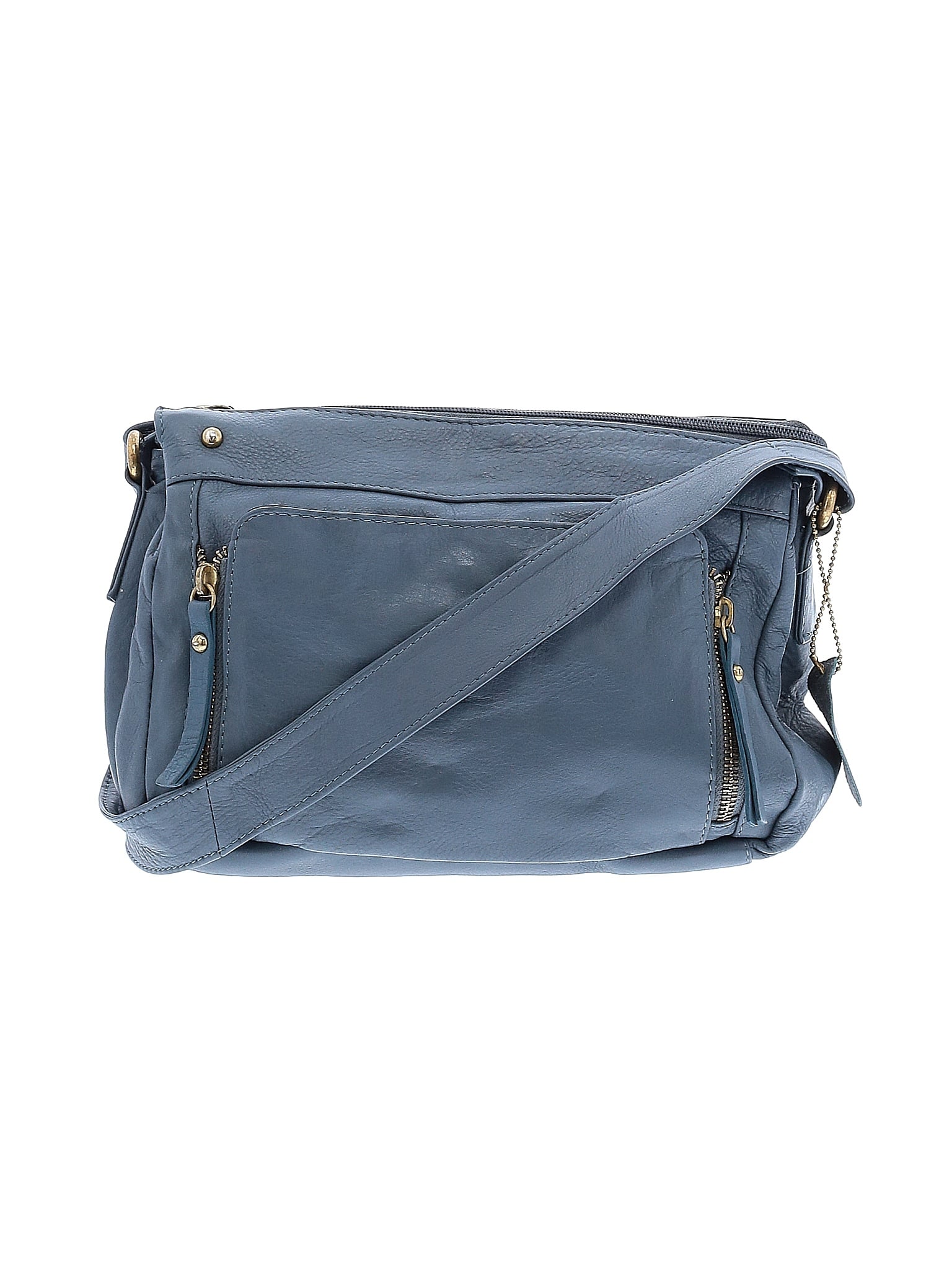 Great American Leatherworks 100 Leather Solid Blue Leather Crossbody