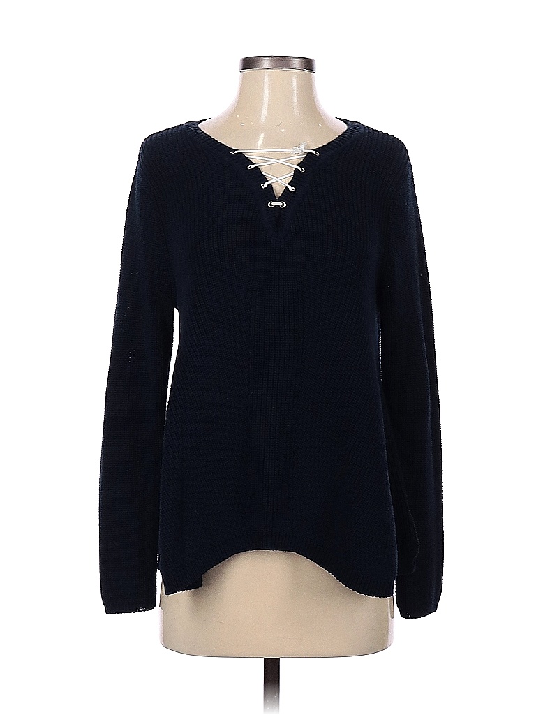 525 America 100% Cotton Solid Black Blue Pullover Sweater Size S - photo 1