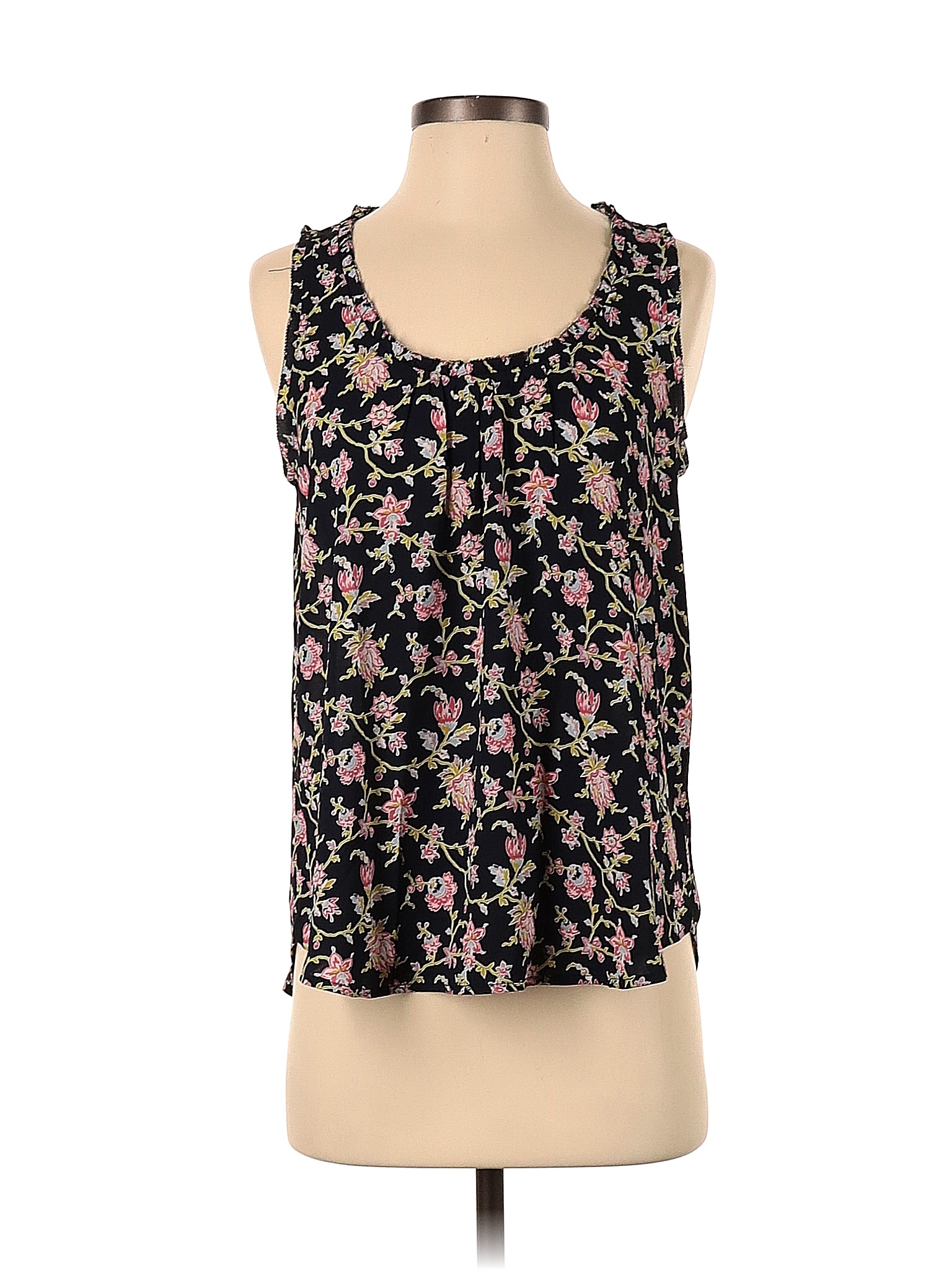 Ann Taylor LOFT 100% Polyester Floral Multi Color Blue Sleeveless ...