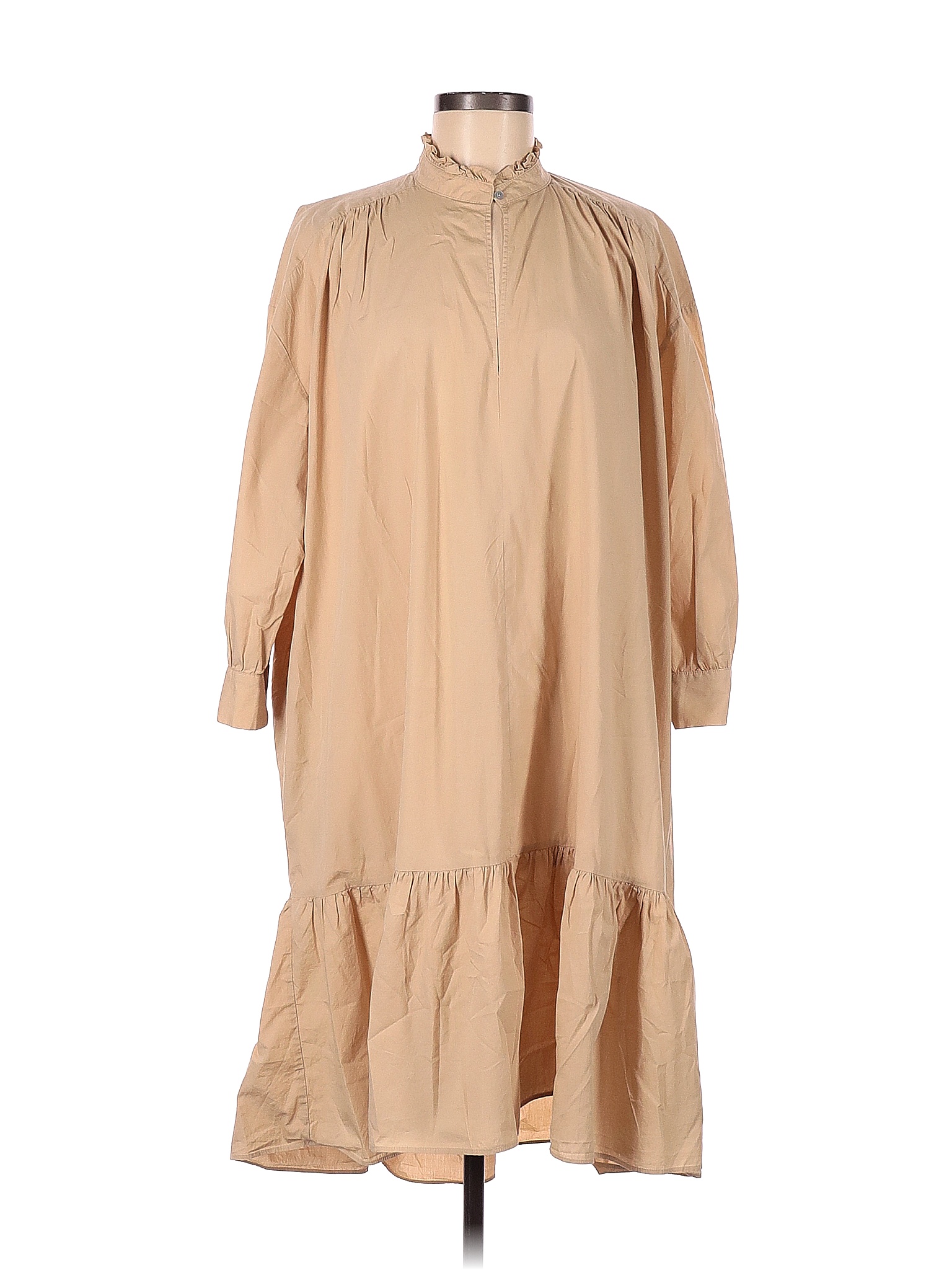 Zara 100 Cotton Solid Colored Tan Casual Dress Size M 55 off thredUP
