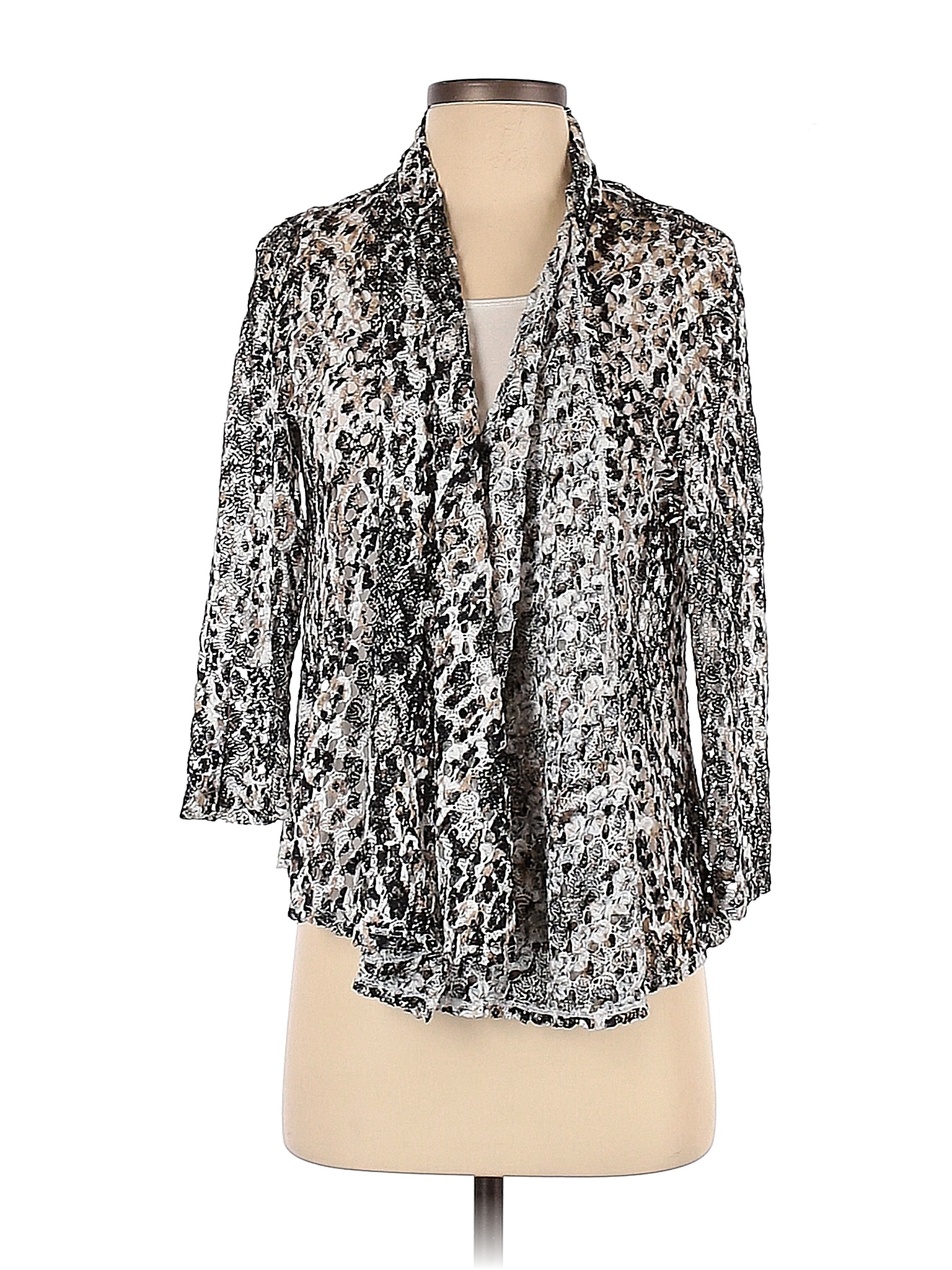 Ruby Rd. 100% Polyester Color Block Multi Color Black Cardigan Size S ...