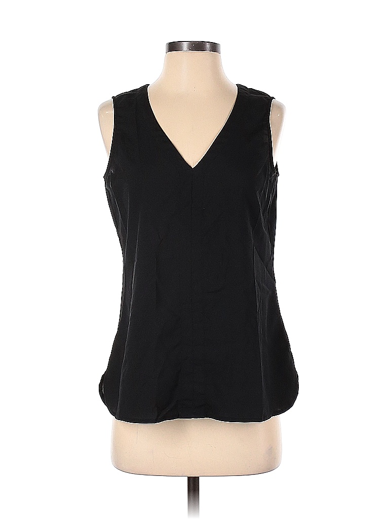 New York & Company 100% Polyester Solid Black Sleeveless Blouse Size S ...