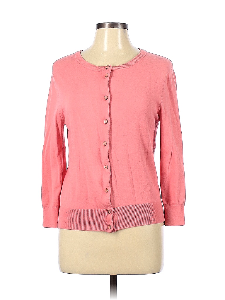 Cable & Gauge Color Block Solid Colored Pink Cardigan Size M - 68% off ...