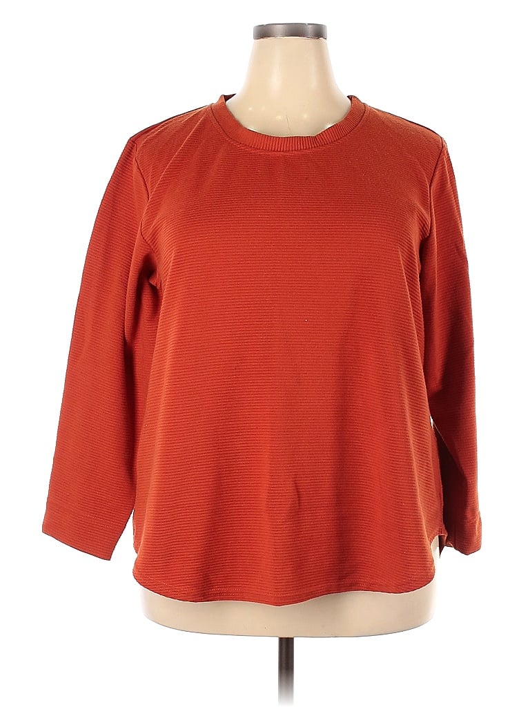 Jane and Delancey Color Block Solid Colored Orange Pullover Sweater ...