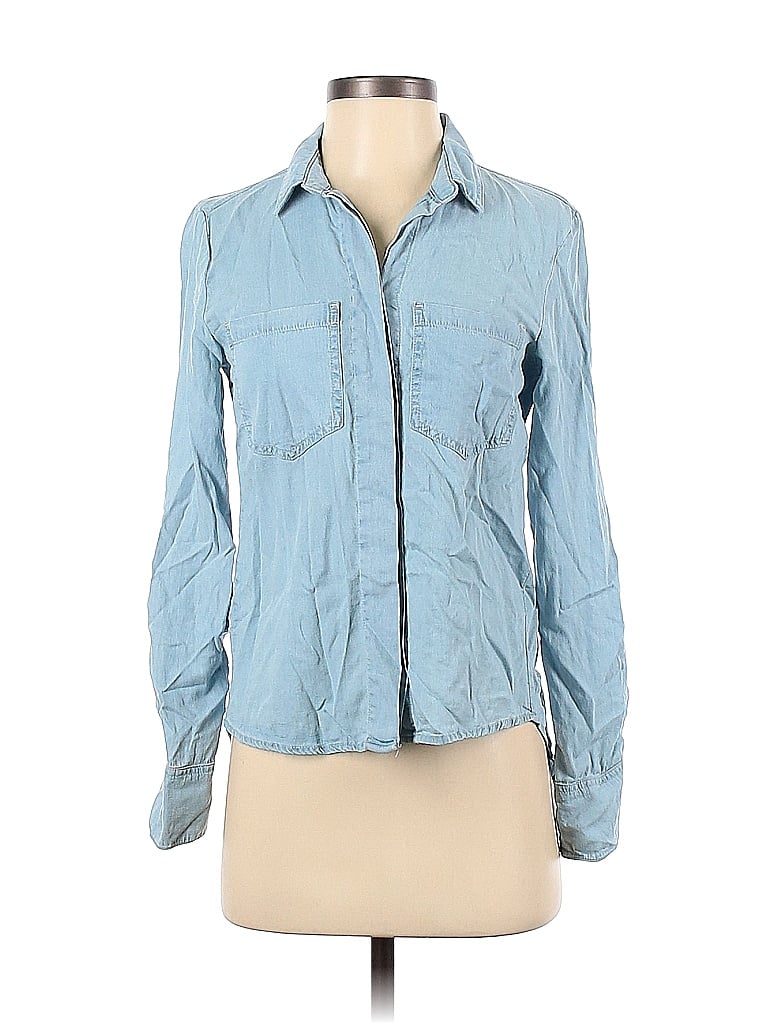Joan Vass Blue Long Sleeve Button-Down Shirt Size XS - photo 1