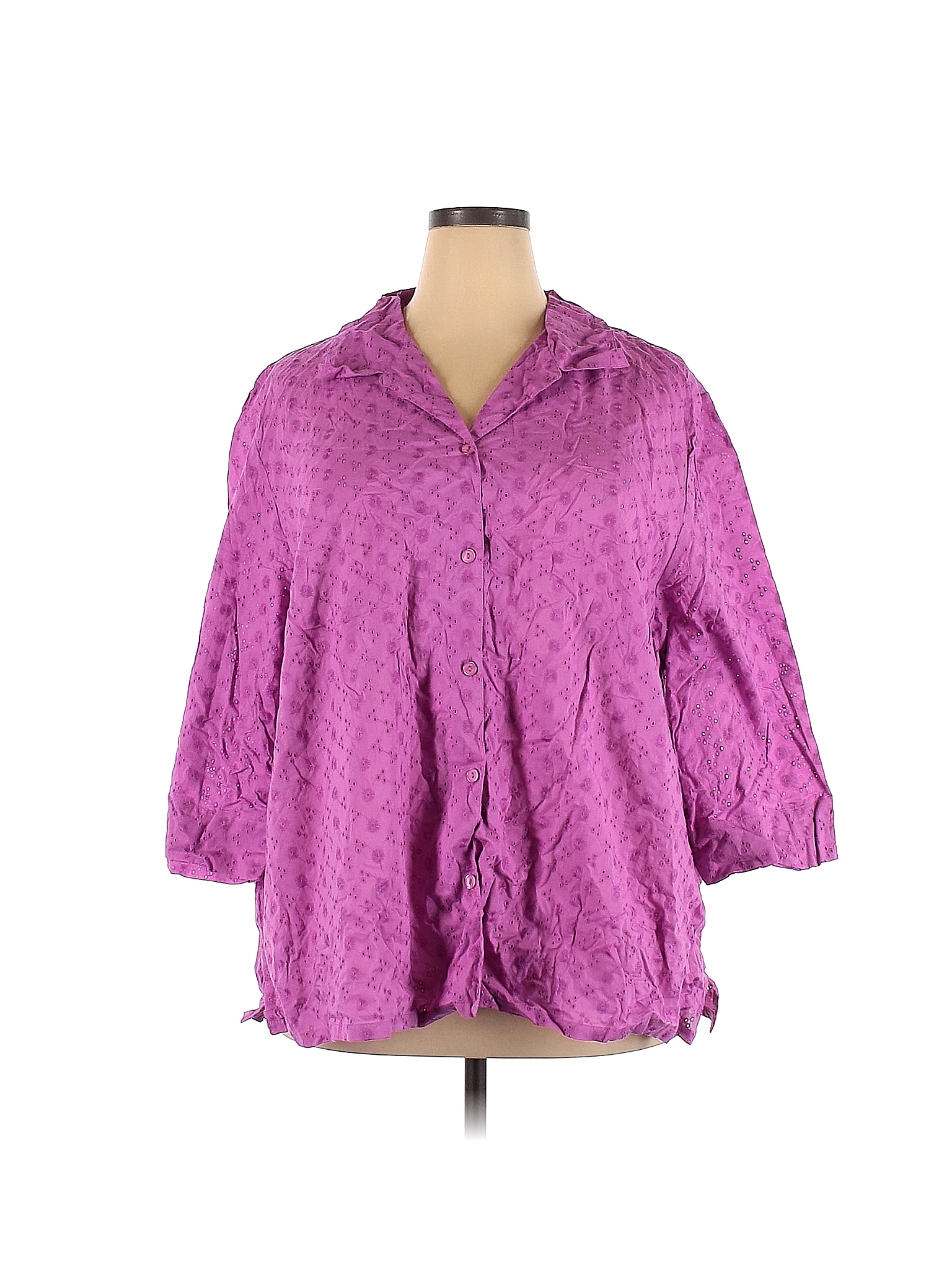Koret 100% Cotton Colored Purple Long Sleeve Button-Down Shirt Size 28 ...
