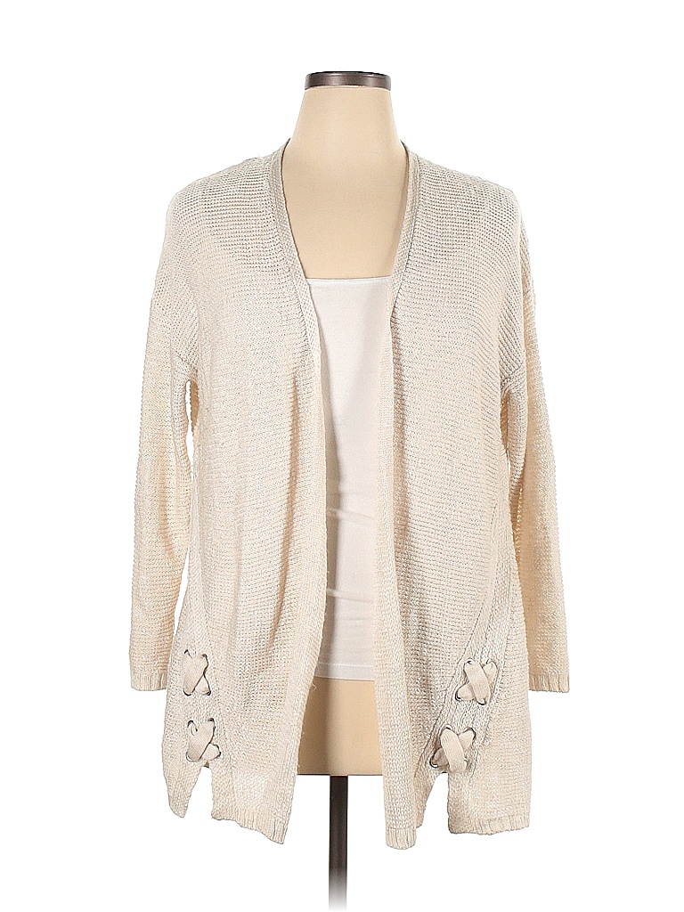 Terra & Sky 100% Acrylic Solid Ivory Cardigan Size 0X (Plus) - 34% off ...