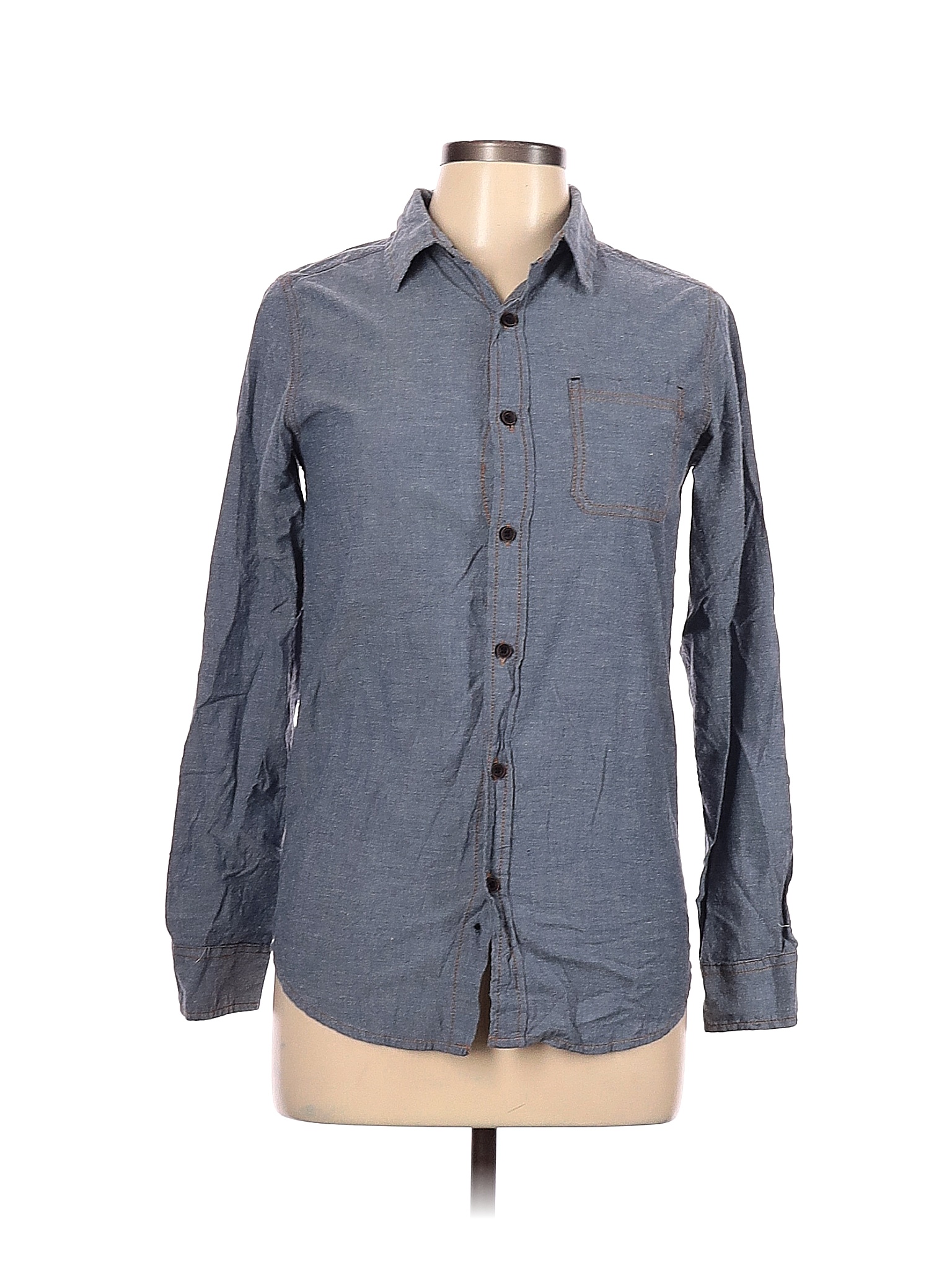 Ruff Hewn Solid Gray Blue Long Sleeve Button-Down Shirt Size 26 (Plus ...