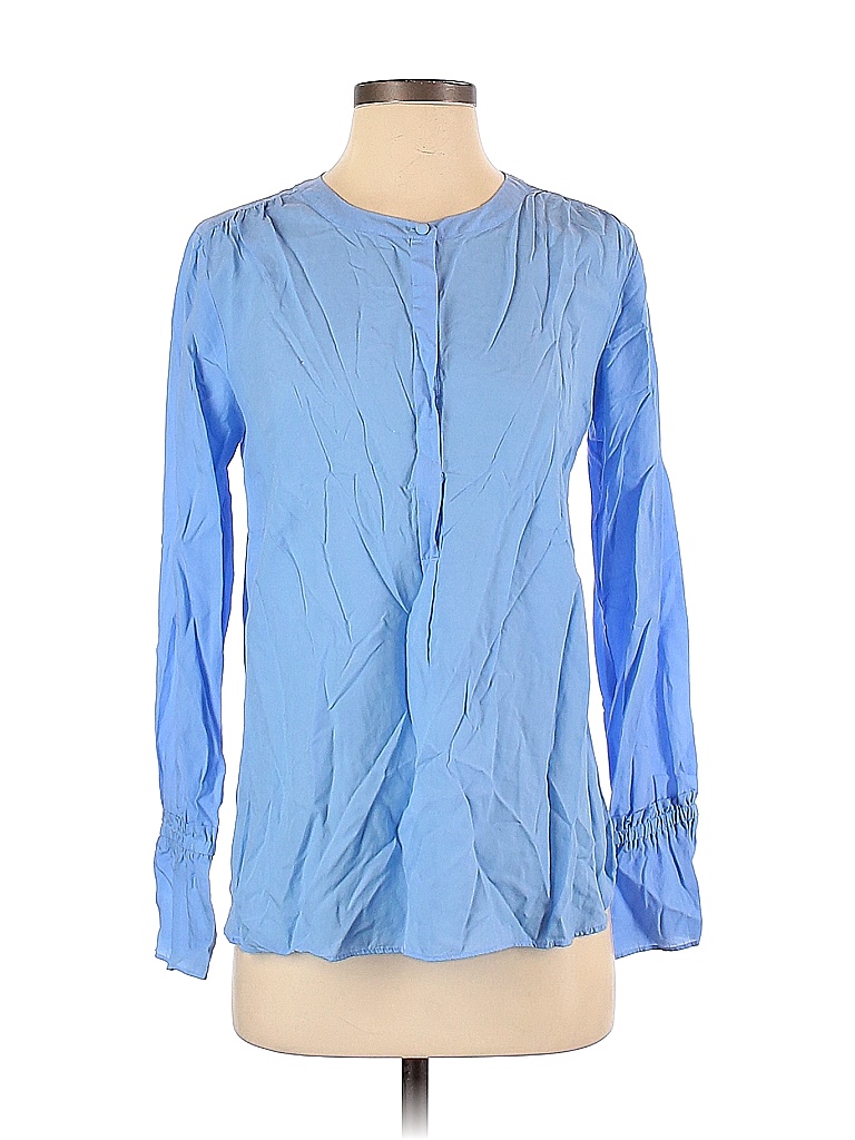 Ann Taylor 100% Cotton Solid Blue Long Sleeve Blouse Size XS - 86% off ...
