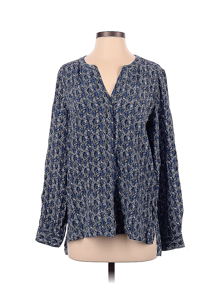 Joie 100 Silk Floral Blue Long Sleeve Silk Top Size XS 84 off thredUP
