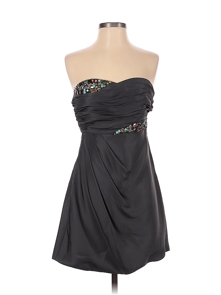 Tibi 100% Silk Solid Black Gray Cocktail Dress Size 6 - photo 1
