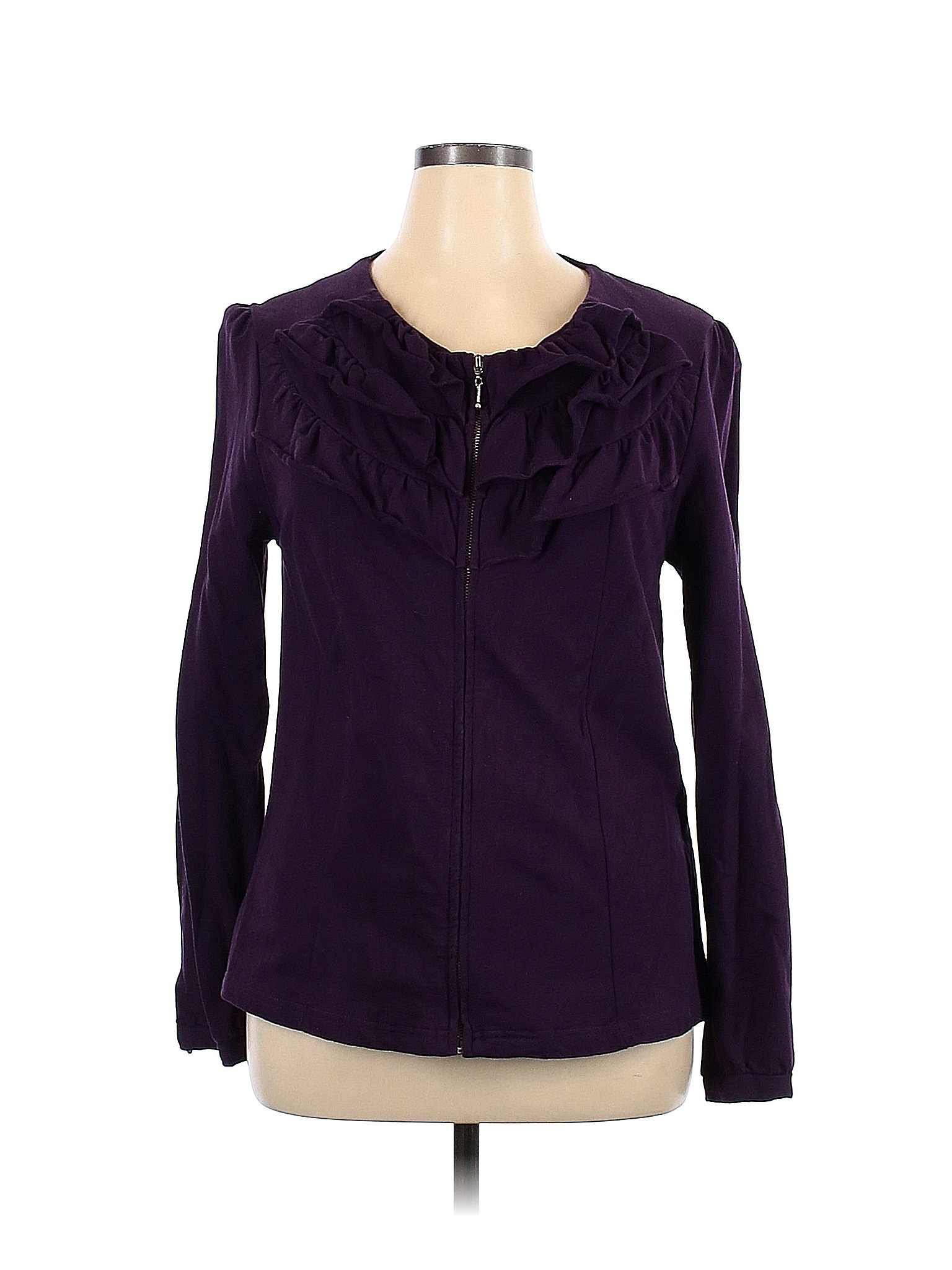 New Directions 100% Cotton Solid Colored Purple Jacket Size XL - 83% ...