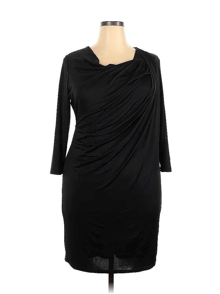 Assorted Brands 100 Polyester Solid Black Cocktail Dress Size 18 (Plus