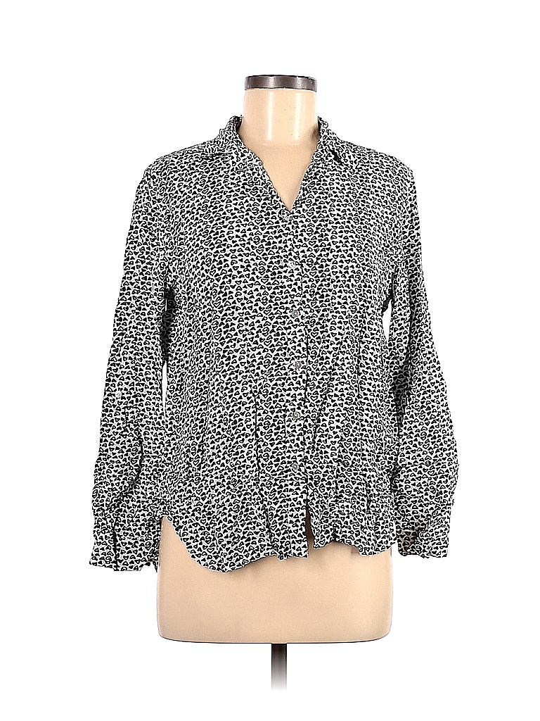 Jane and Delancey 100% Rayon Multi Color Black Long Sleeve Button-Down ...