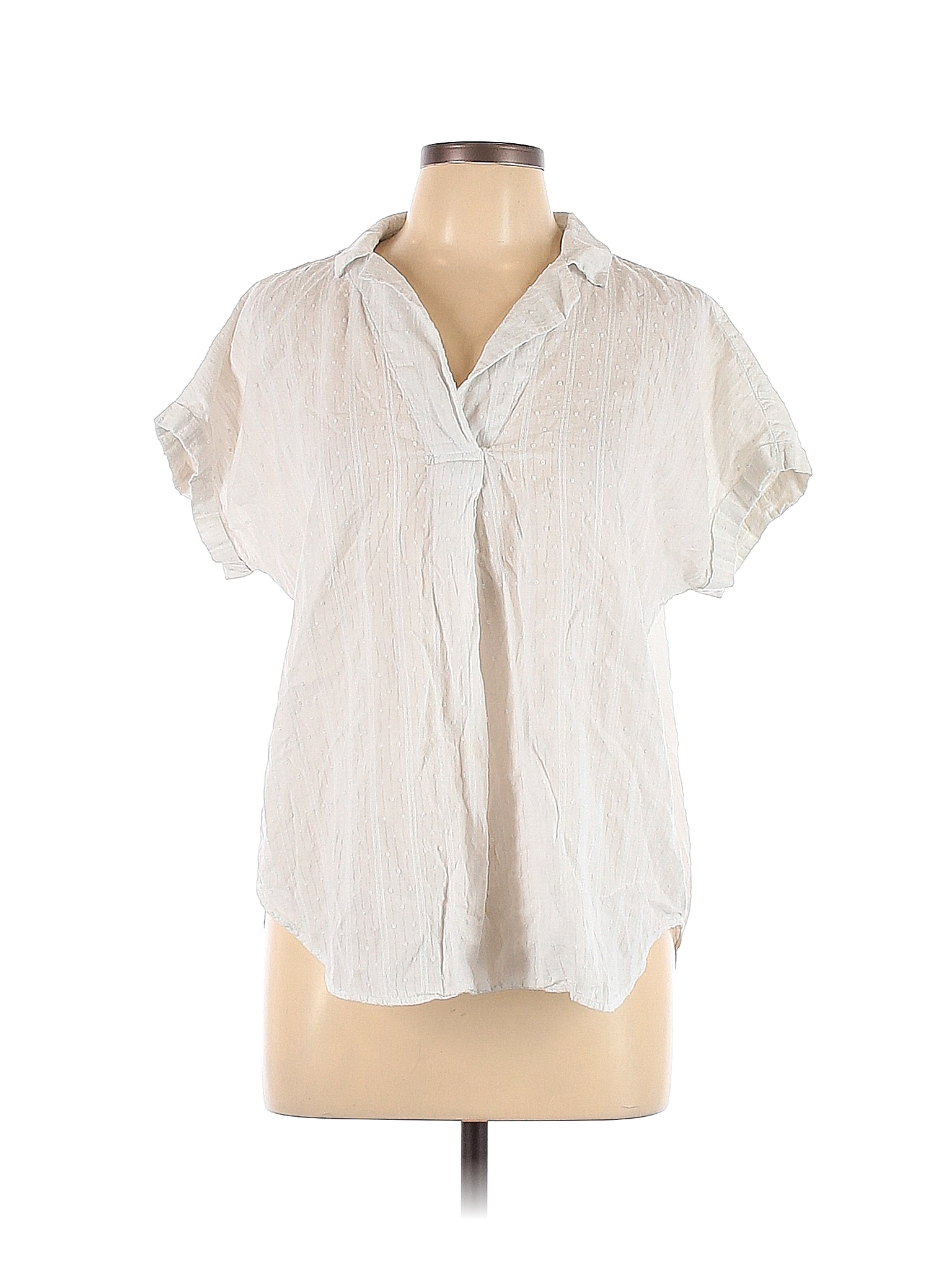 Jane And Delancey 100 Cotton White Short Sleeve Blouse Size L 55 Off Thredup 4872