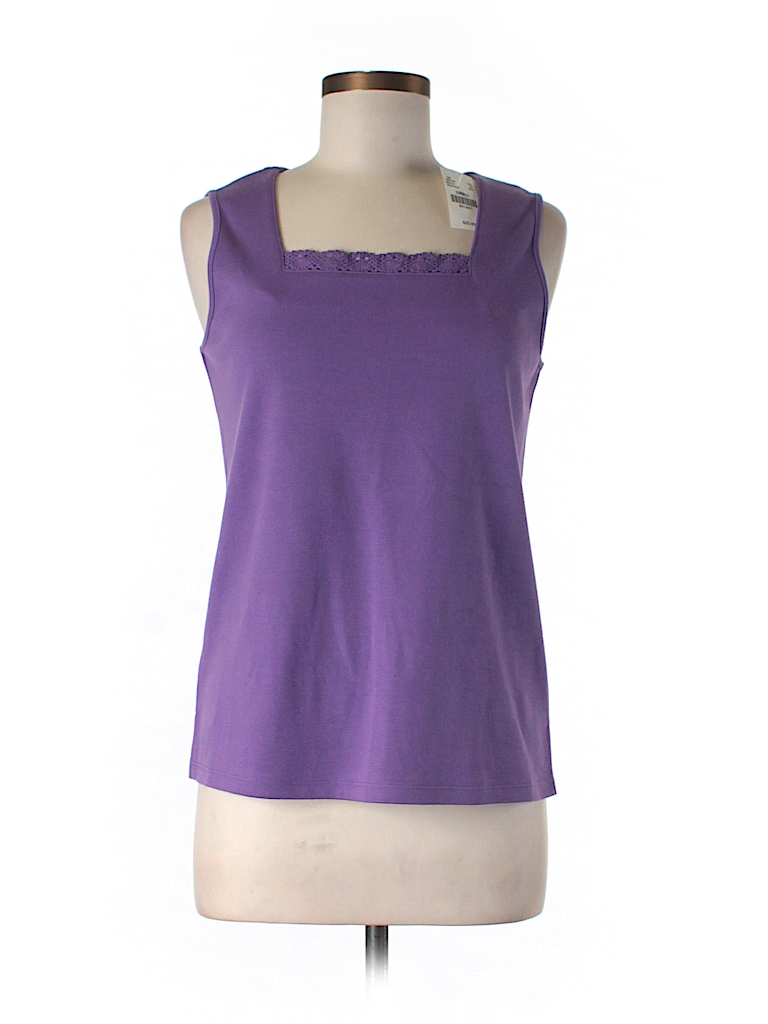 Draper's & Damon's 100% Cotton Solid Purple Sleeveless Top Size S - 84% ...