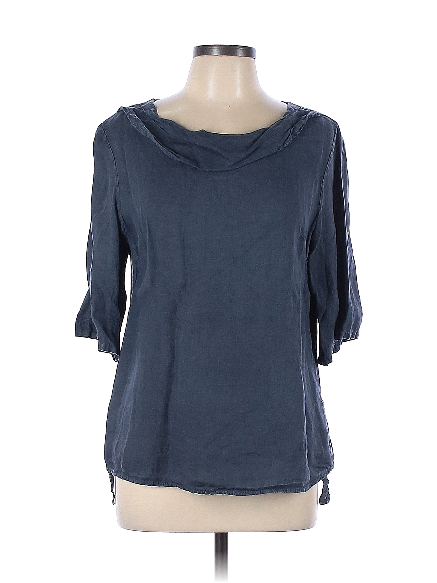 Lina Tomei Solid Blue Long Sleeve Blouse Size L - 77% off | thredUP