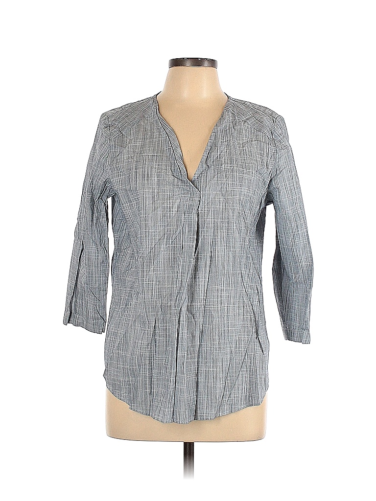 Van Heusen Gray Blue 3/4 Sleeve Blouse Size L - 85% off | thredUP