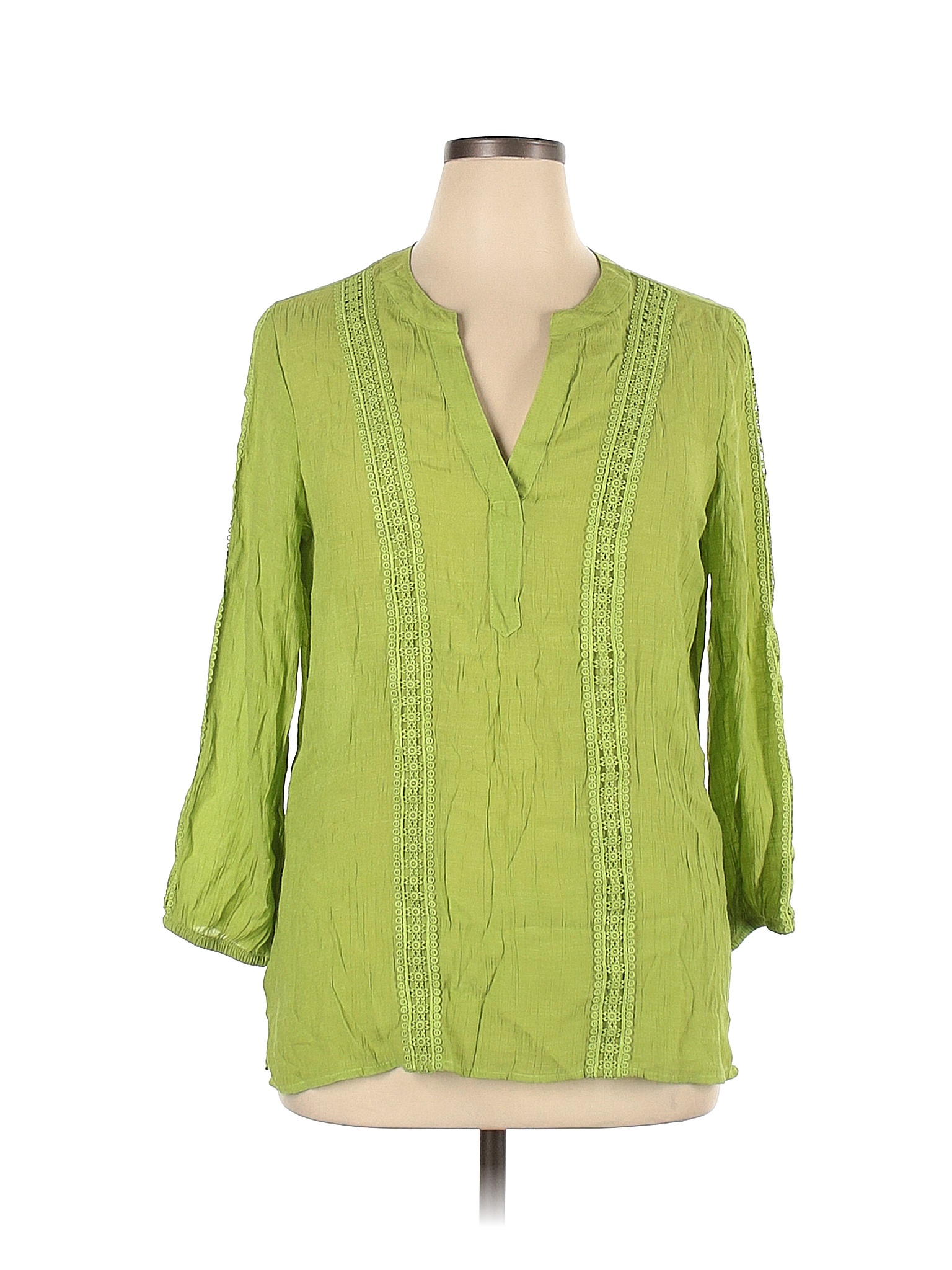 Counterparts Solid Colored Green Long Sleeve Blouse Size XL - 52% off ...