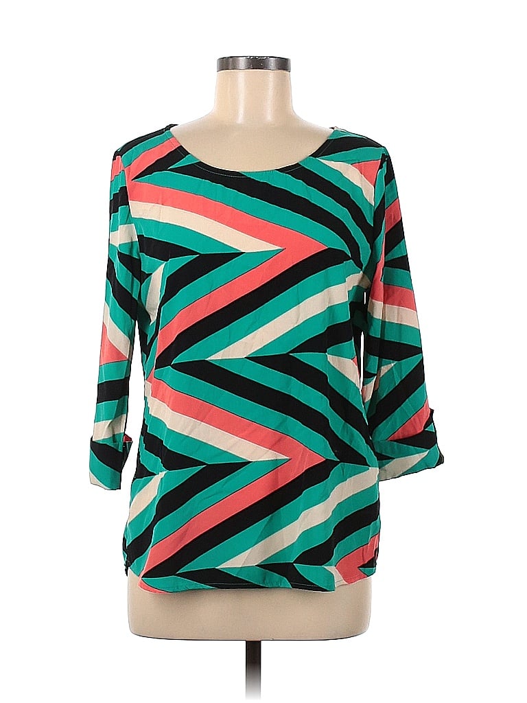 Peach Love Cream California 100% Polyester Teal 3/4 Sleeve Top Size M - photo 1
