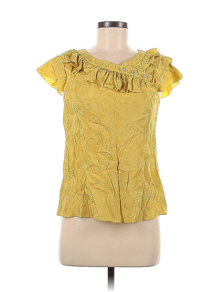 Leifsdottir Solid Colored Yellow Short Sleeve Blouse Size 6 - photo 1