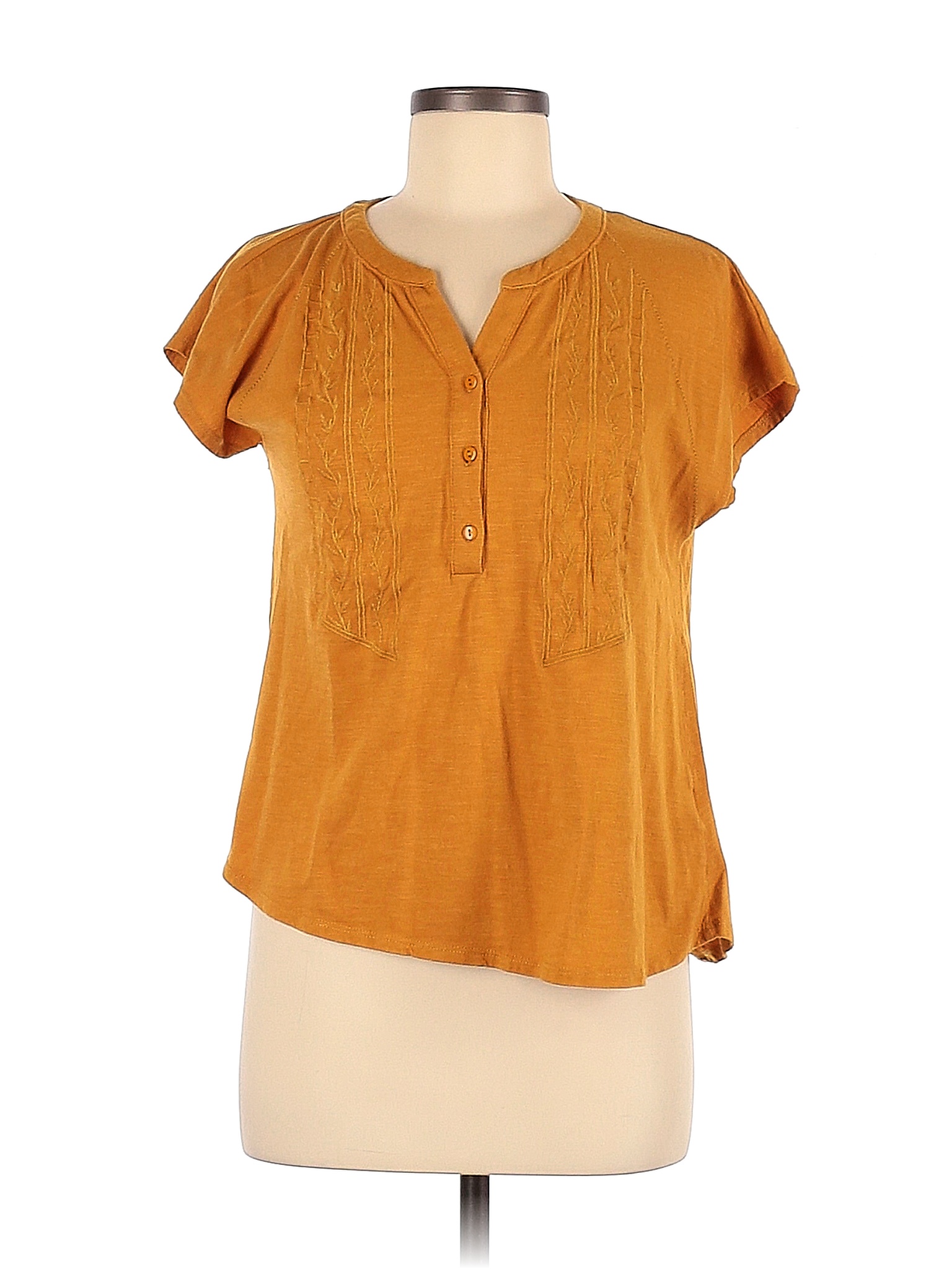 Cable & Gauge Solid Colored Orange Short Sleeve Henley Size M - 62% off ...