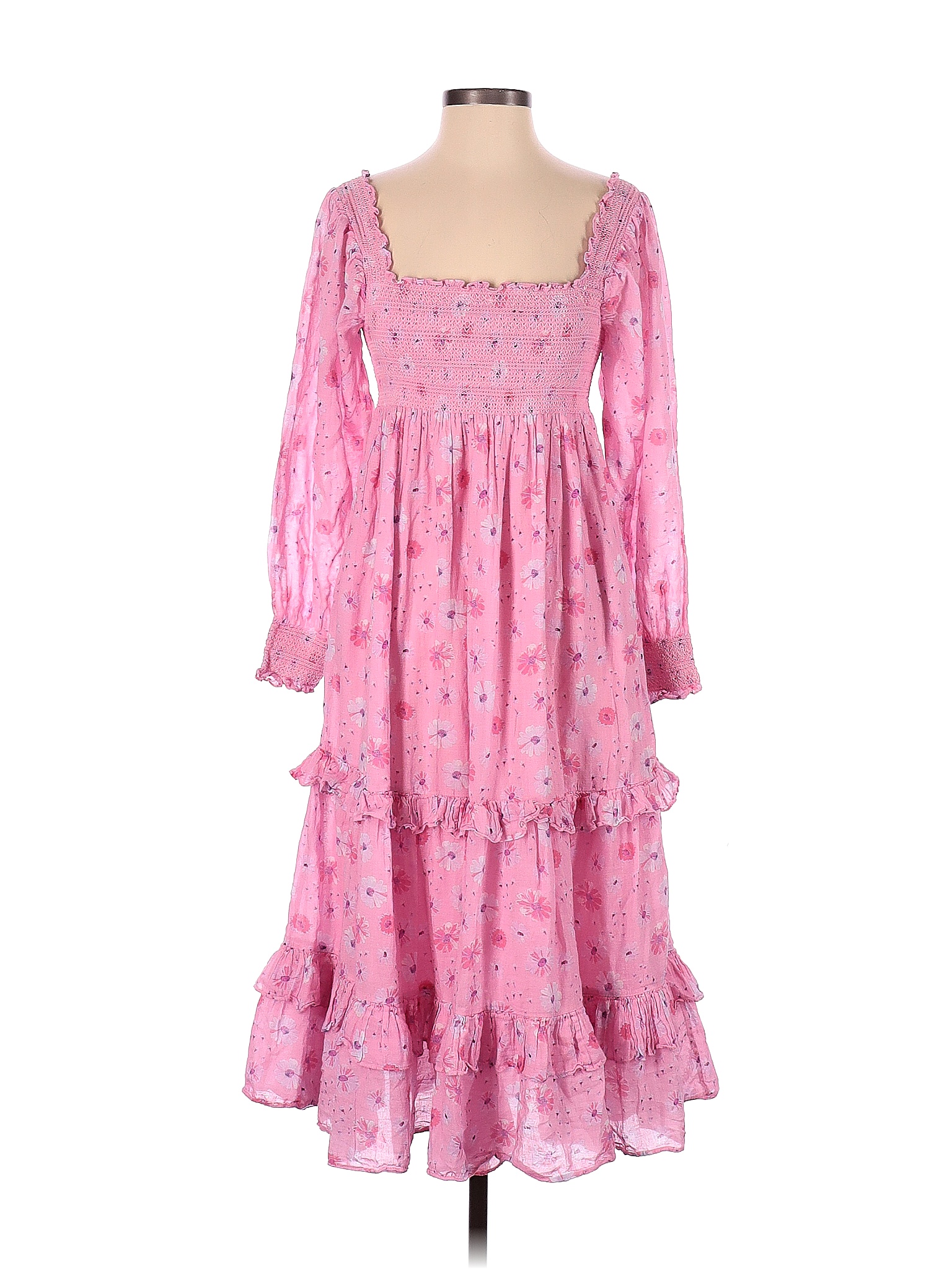 LoveShackFancy 100% Cotton Floral Pink Casual Dress Size S - 47% off ...