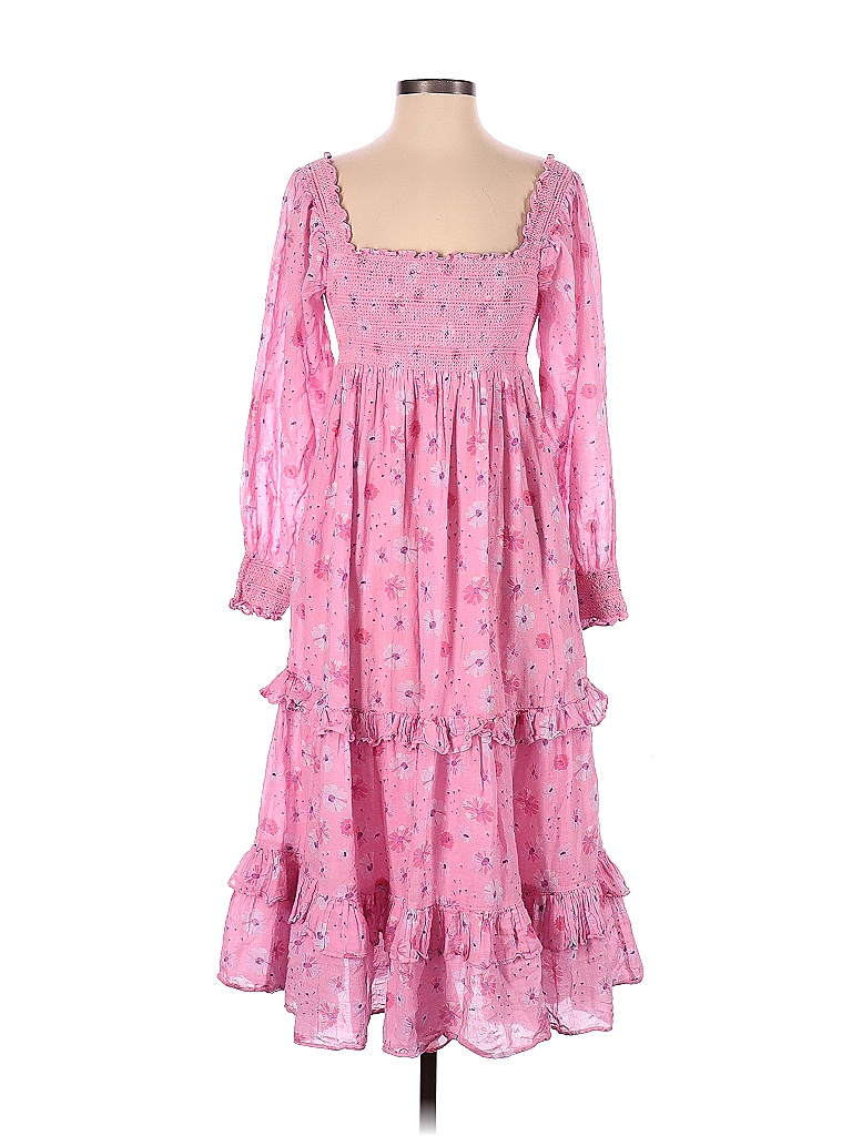 LoveShackFancy 100% Cotton Floral Pink Casual Dress Size S - 47% off ...