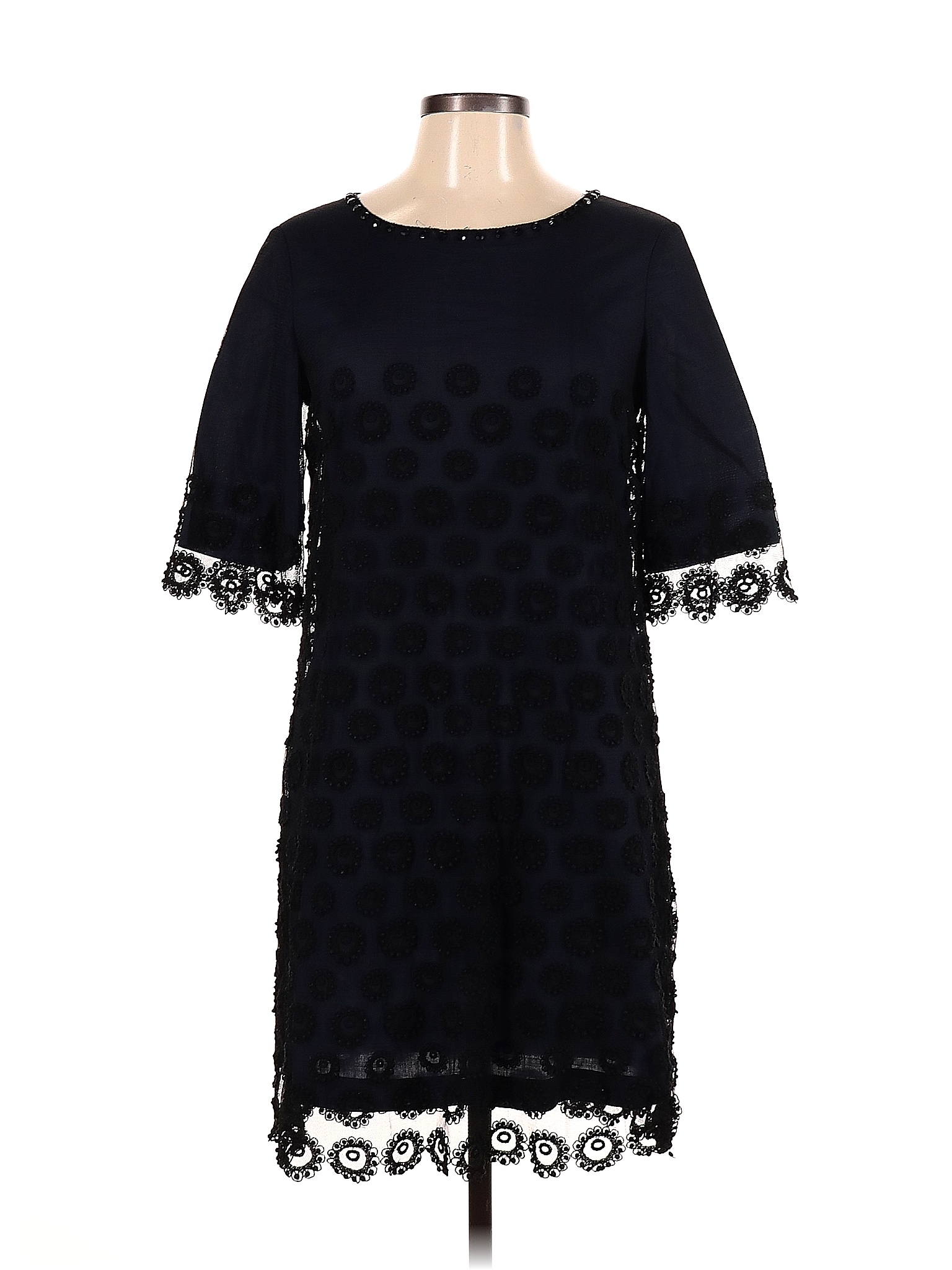 Boston Proper 100 Polyester Solid Black Blue Cocktail Dress Size 8