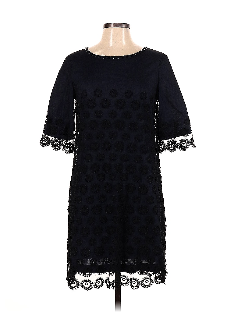 Boston Proper 100 Polyester Solid Black Blue Cocktail Dress Size 8