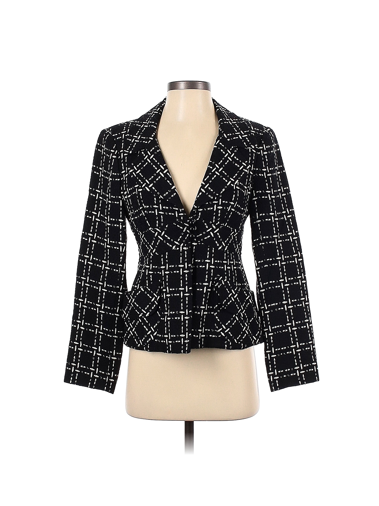 Nanette Lepore 100% Wool Plaid Black Wool Blazer Size 4 - 93% off | thredUP