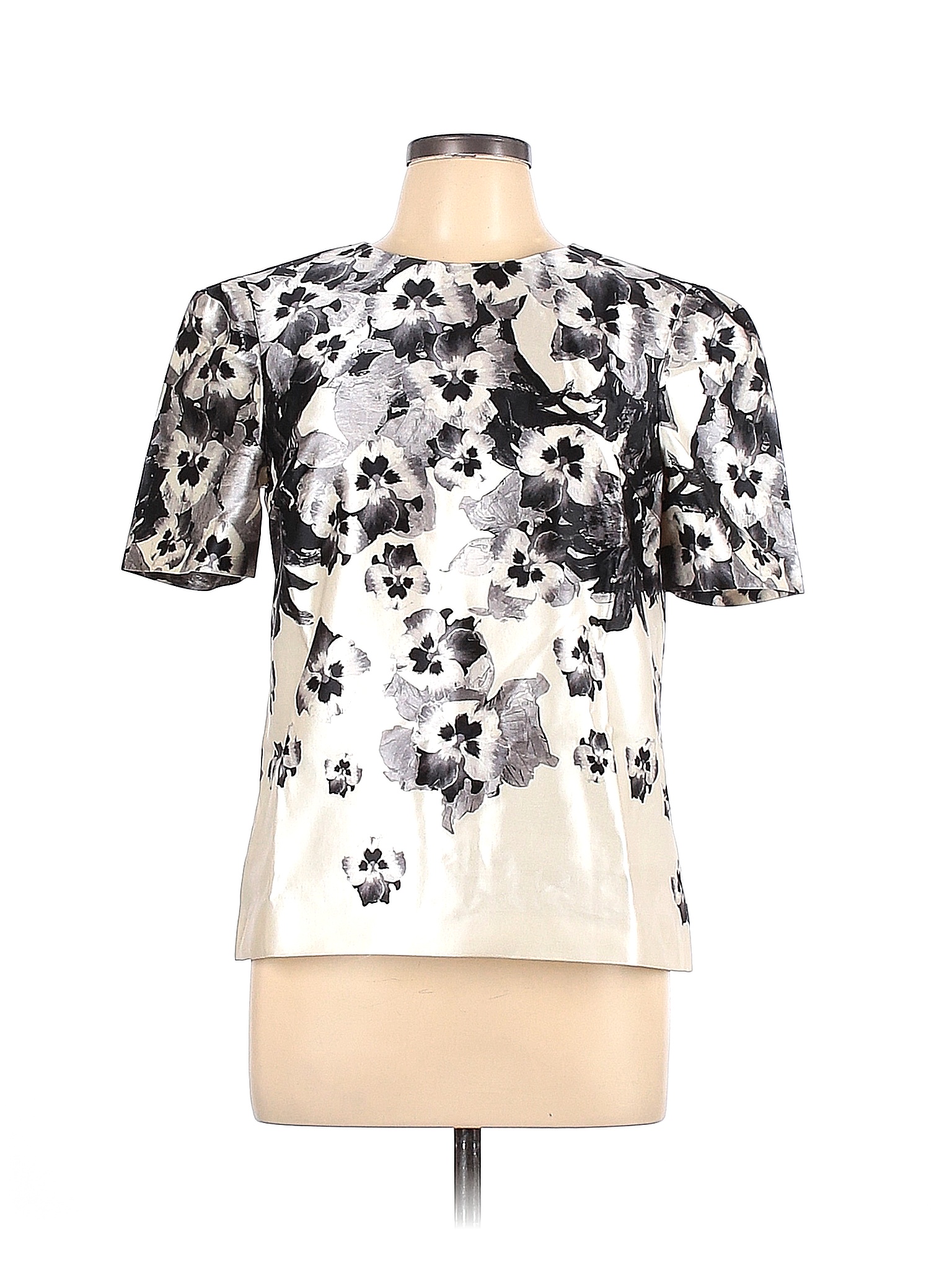Prabal Gurung Floral White Ivory Short Sleeve Top Size 10 84 off