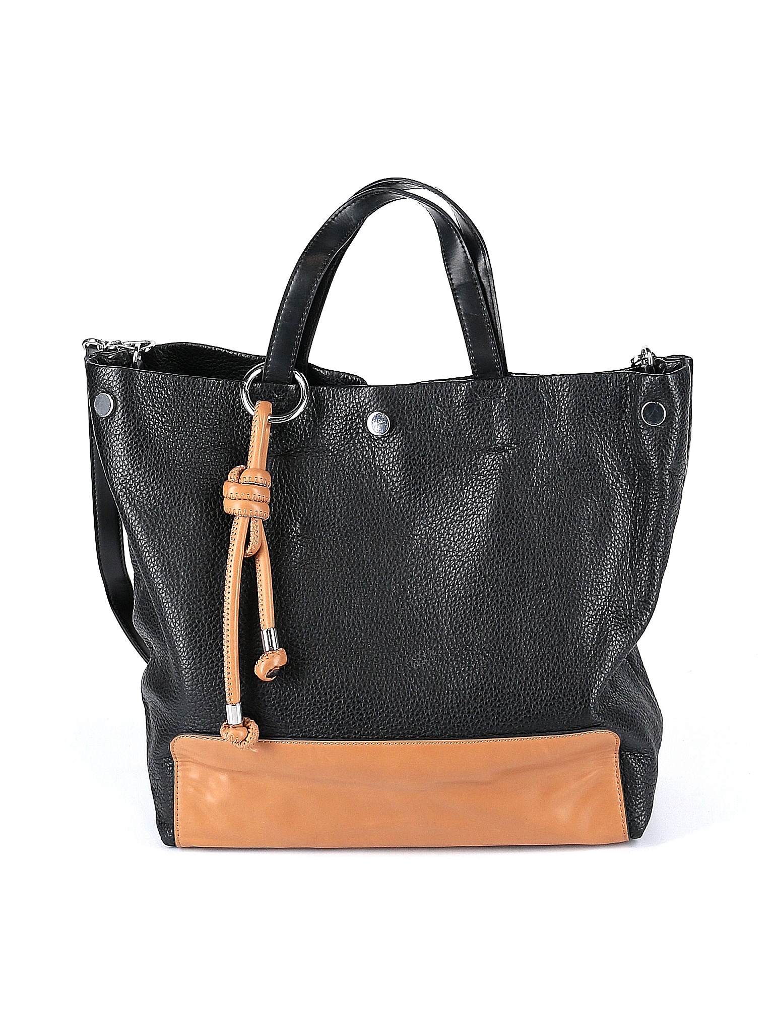 Vince Camuto Color Block Solid Black Leather Satchel One Size - 73% off ...