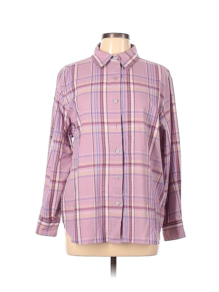 BonWorth Plaid Colored Purple Long Sleeve Button-Down Shirt Size L - 47 ...