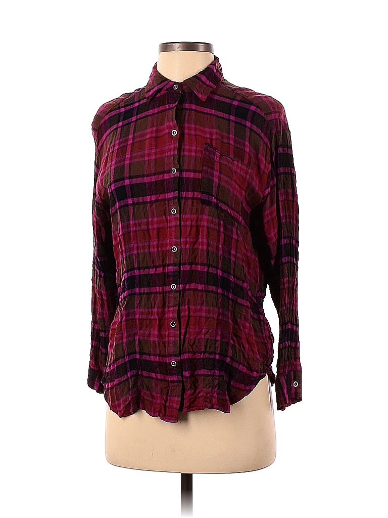 Jane and Delancey Plaid Colored Purple Long Sleeve Button-Down Shirt ...