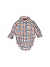 OshKosh B'gosh 100% Cotton Plaid Checkered-gingham Orange Blue Long Sleeve Onesie Size 18 mo - photo 1