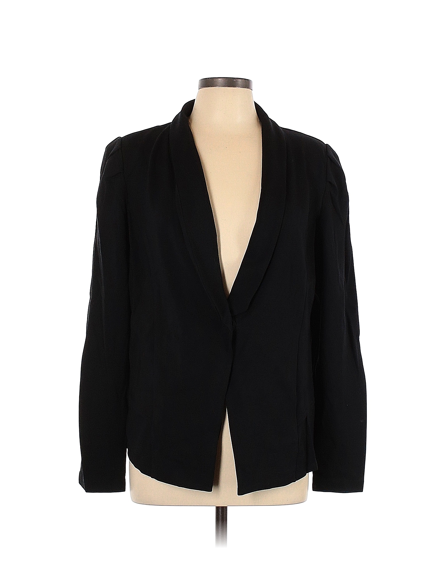 LOGO by Lori Goldstein Solid Black Blazer Size L - 75% off | thredUP