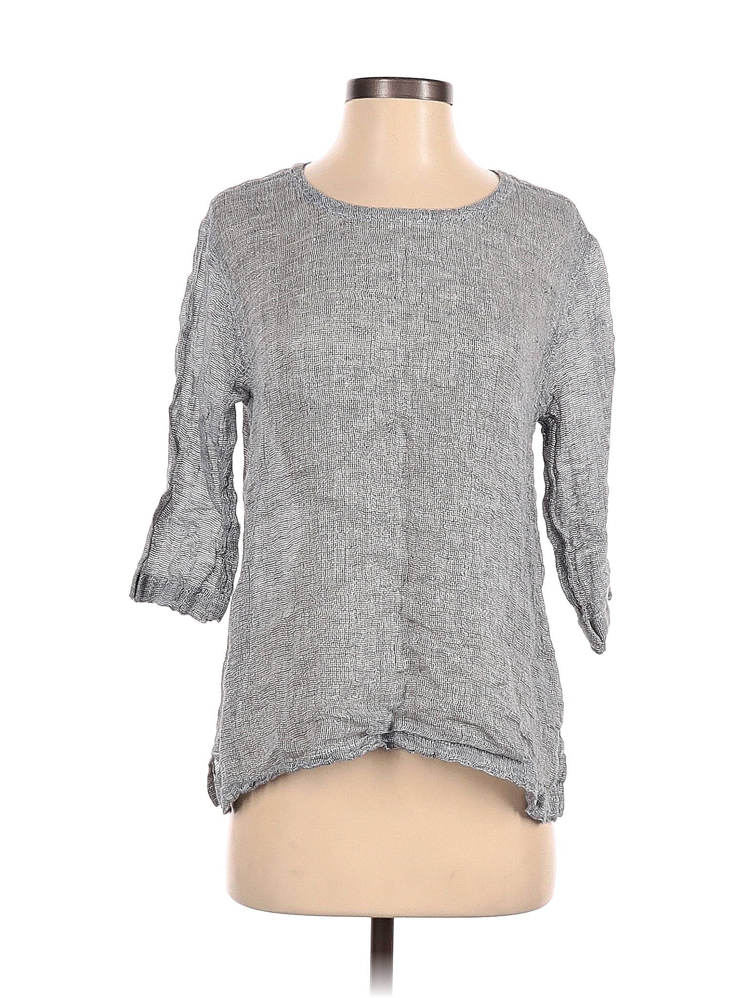 Purejill 100% Linen Solid Gray 3/4 Sleeve Blouse Size XS - 70% off ...